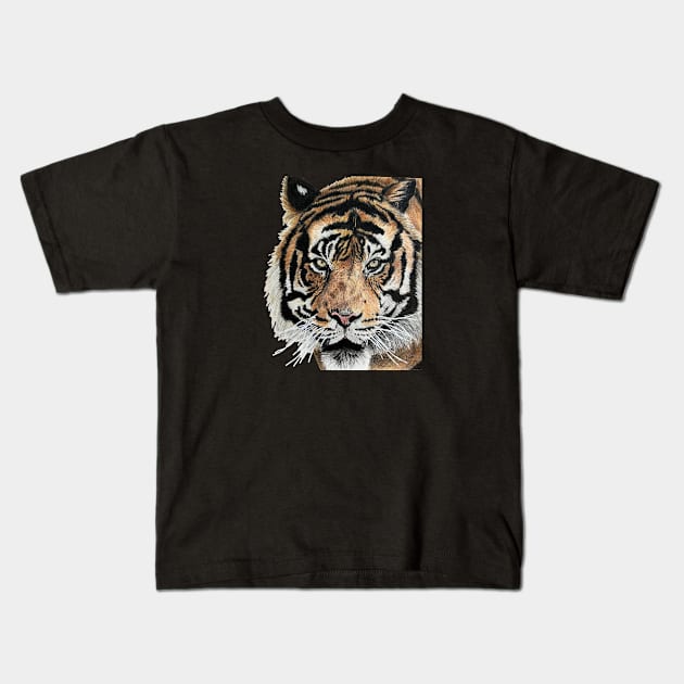 Tiger Drawing Kids T-Shirt by DrawWithSacha